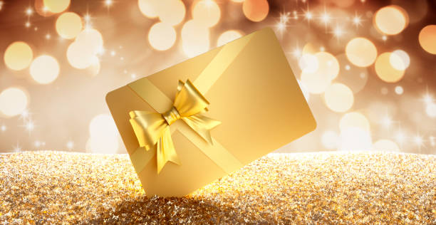 buono regalo d'oro - gift card foto e immagini stock