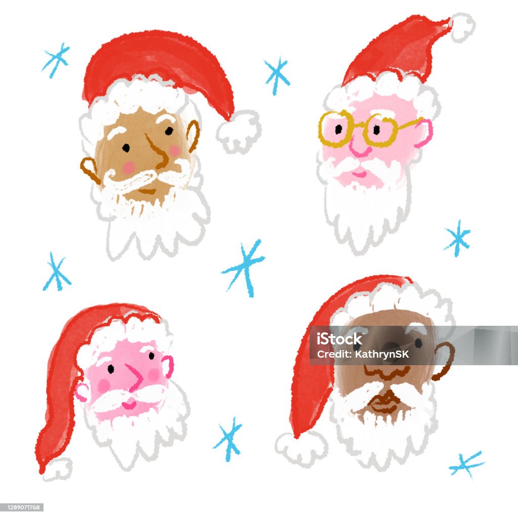 Multicultural Santa Multicultural Santa Faces Stock Illustration - Download Image Now ...