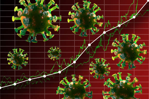 illustrazione 3d delle cellule coronavirus del grafico - death toll foto e immagini stock