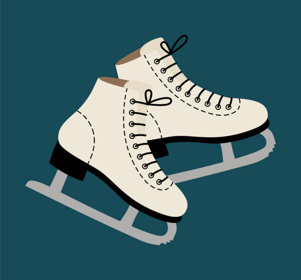 illustrations, cliparts, dessins animés et icônes de illustration vectorielle du patinage blanc d’hiver de vacances sur un fond bleu. - sport winter speed skating speed