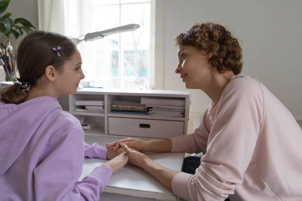 istock Caring Caucasian mom talk support teenage daughter 1289074891
