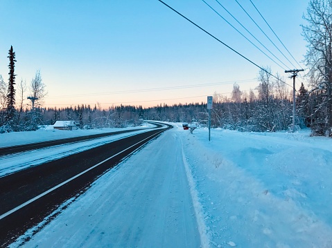 This photo is taken at 11 am in early January in Fairbanks Alaska when sun is just rising. The sun moves for 4 hours on the horizon not above the horizon. So you get a little bit sunlight during the day for only 4 hours. The sun sets around 3 pm.