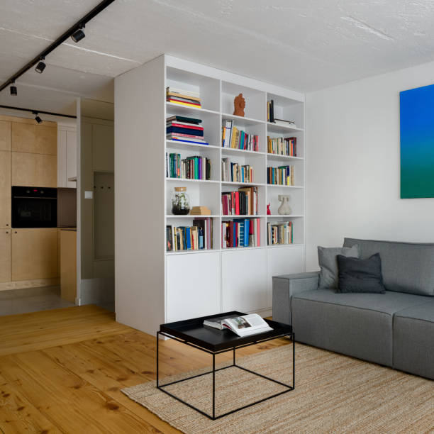 istock White bookcase in stylish apartment 1289078668