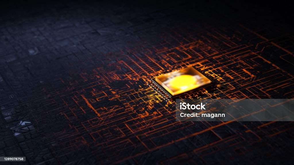 Cpu Light Color Background Modern Cpu Future Glow Dark Background Stock Photo - Download Image Now ...