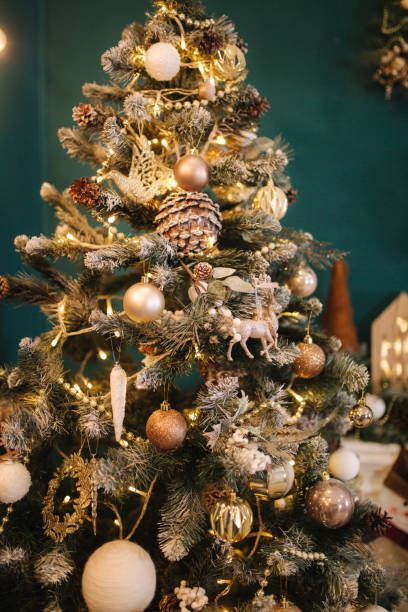 istock Christmas tree decorations at home. Beautiful element of new year decotation 1289079015