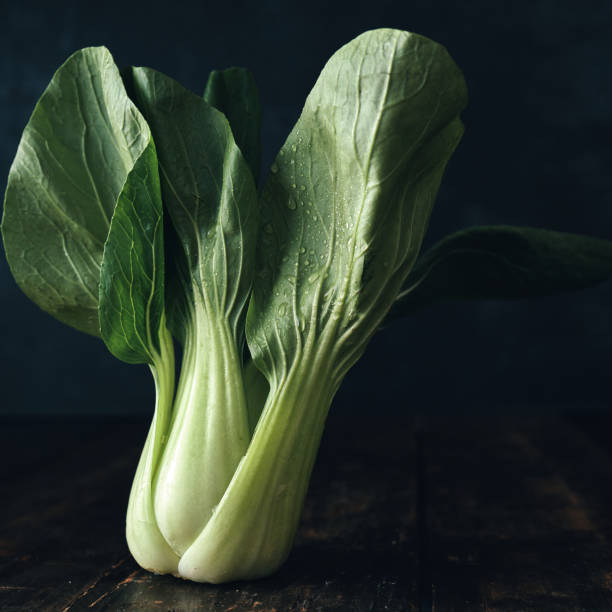 istock Fresh Organic Bok Choy on Black Background 1289079797