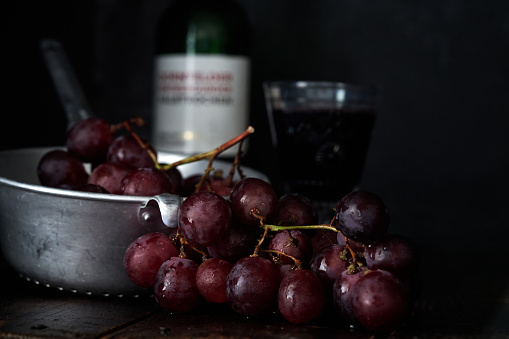 Fresh Red Grapes on Rustic Background