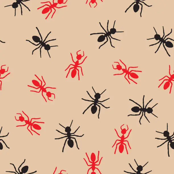 Vector illustration of Black and Red Ants Pattern