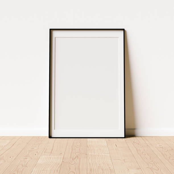 istock A2 Black Bordered Mockup Frame positioned on wooden flooring 1289086670