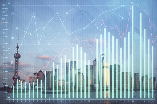 istock Forex graph on city view with skyscrapers background double exposure. Financial analysis concept. 1289088837