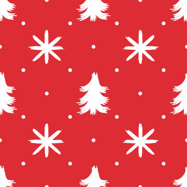 Seamless pattern with snowflakes and Christmas trees drawn by hand with a rough brush. Grunge, sketch, watercolour, paint. New year vector illustration. Seamless pattern with snowflakes and Christmas trees drawn by hand with a rough brush. Grunge, sketch, watercolour, paint. New year vector illustration. snowflake shape drawings stock illustrations
