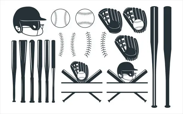 Vector illustration of baseball sport theme vector graphic design template set for sticker, decoration, cutting and print file