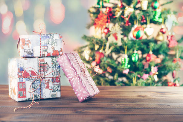 istock Christmas composition. Christmas gift, Christmas tree. 1289091510