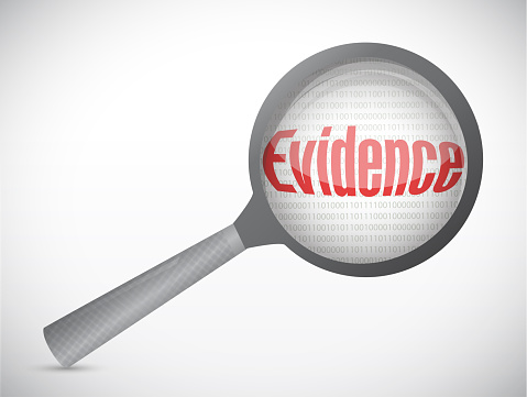 Evidence under research illustration design over white