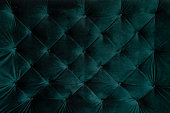 background malachite green teal velvet capitone textile, suede, velor, with buttons, sofa back
