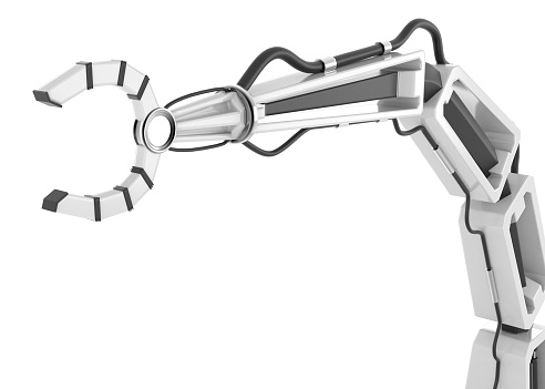 Industrial Robot Arm isolated on a white background