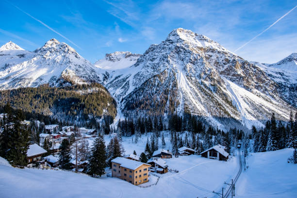 Winter Landscape In The Mountains Winter Landscape In The Mountains - Arosa Switzerland arosa stock pictures, royalty-free photos & images