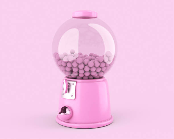 gumball maschine mit bunten bubble gum - kaugummiautomat stock-fotos und bilder