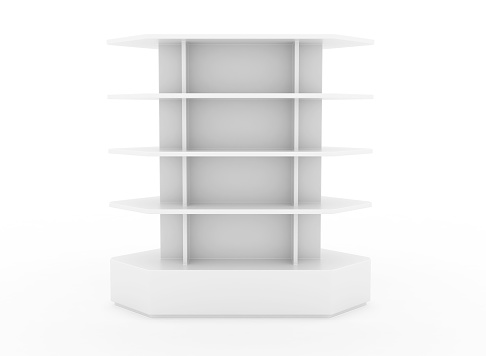Blank Empty Showcase Display With Retail Shelves