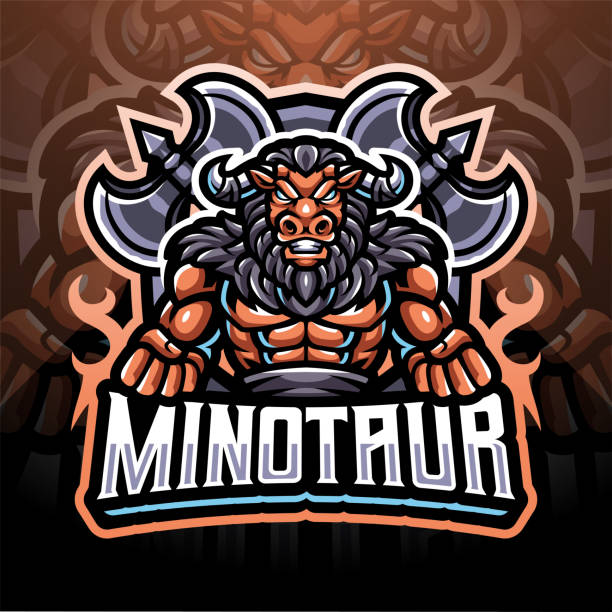 minotaur esport - taurus bull minotaur cow stock illustrations