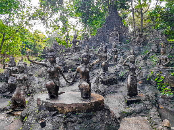 Buddha statues Tar Nim Waterfall Secret Magic Garden Koh Samui.