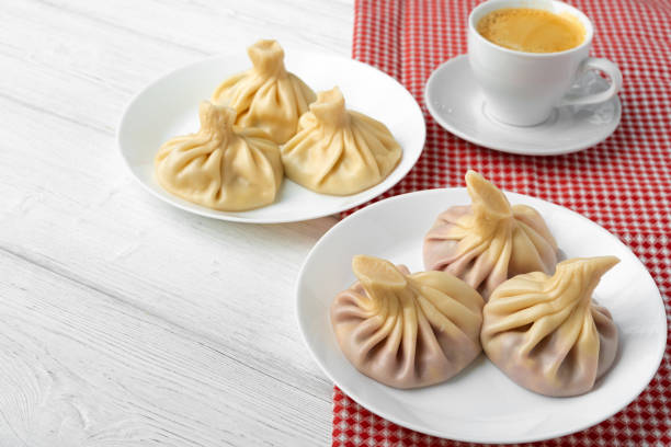 istock Traditional Georgian dish Khinkali stuffed dough close up 1289099640
