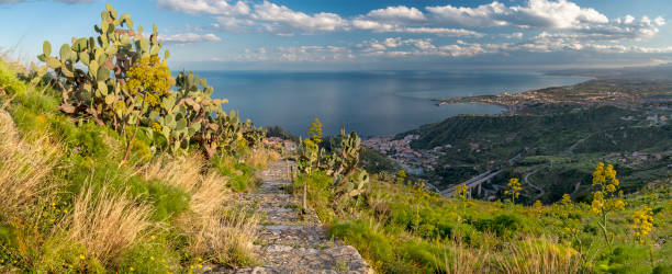 istock Taormina - The path among the spring mediterranean flowers and cactus - Sicily. 1289099701