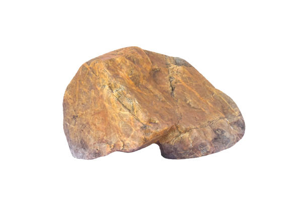 istock Brown stone isolated on white background , gray clipping path 1289111310