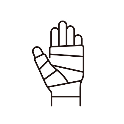 Wounded hand icon, bandaged hand, vector illustration