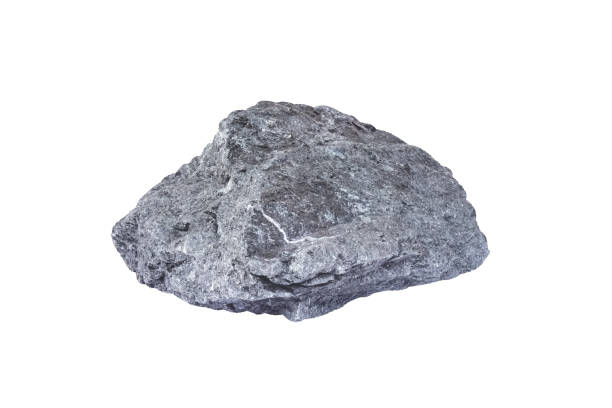 istock Stone isolated on white background , gray clipping path 1289112956