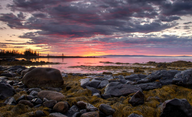 Sunrise over State Beach - Vinalhaven Maine stock photo
