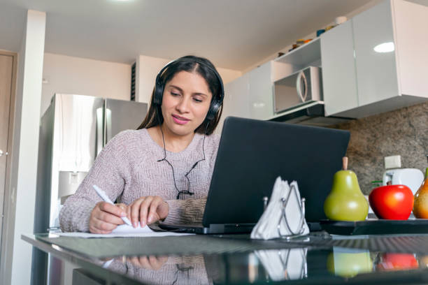 istock Woman working at home on her laptop 1289120398