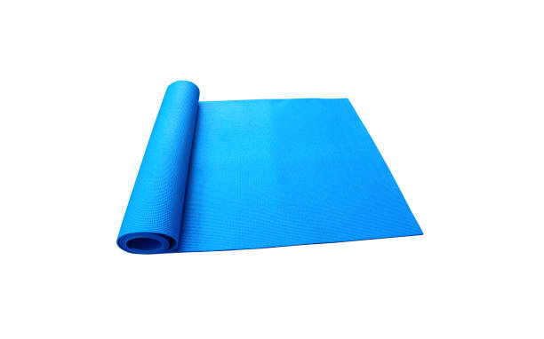 istock Blue yoga mat sport isolated on white background , clipping path 1289120460