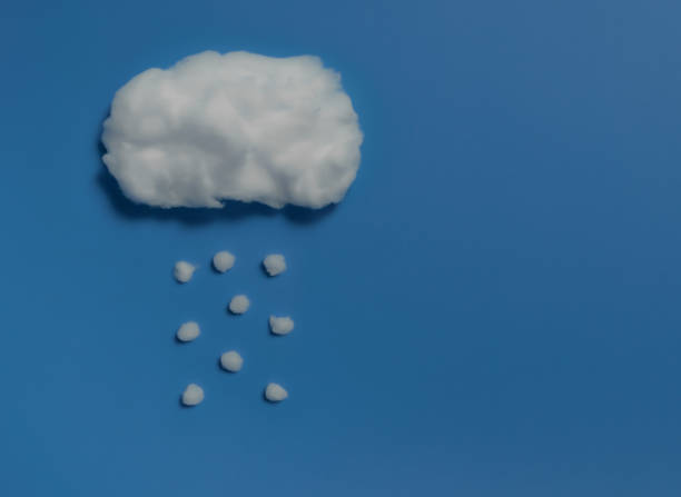 istock White cotton cloud and raindrops on sky blue background,Minimal concept,Space for text 1289121427