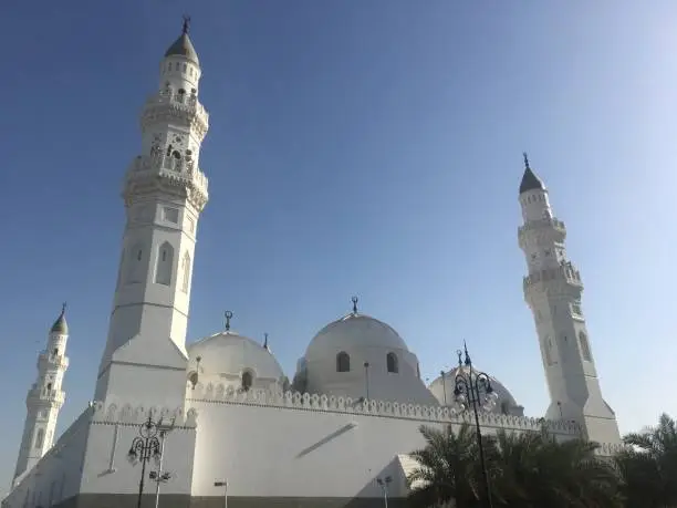 The first mosque that was built by the Prophet Muhammad, located in Medina.