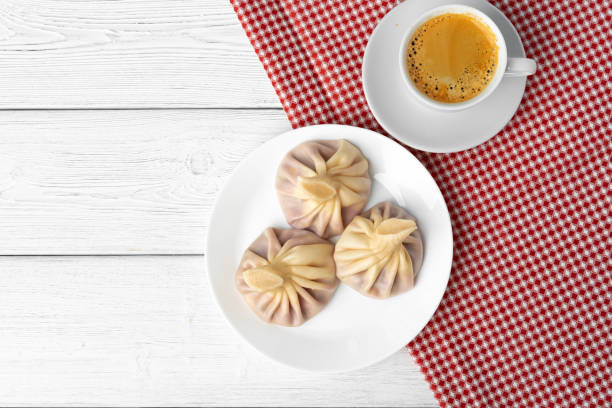 istock Traditional Georgian dish Khinkali stuffed dough close up 1289122401