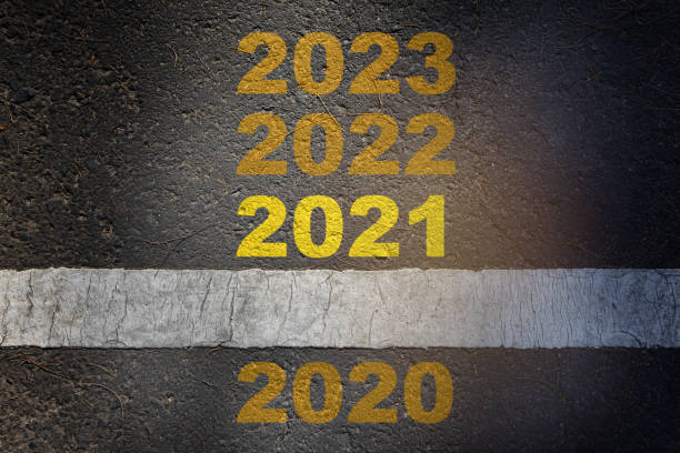 2021年の新年は路面で際立っています - photography chance aspirations yellow ストックフォトと画像