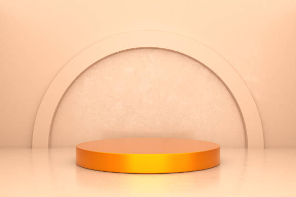 istock Podium with abstract shapes in the background 1289130519