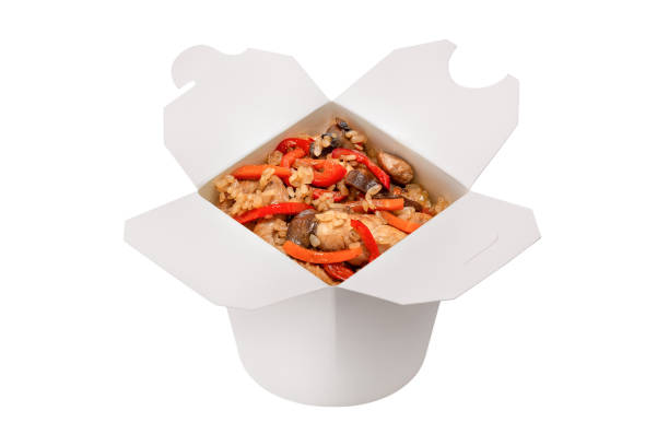 istock Instant food in a white cardboard box, close-up. 1289131472