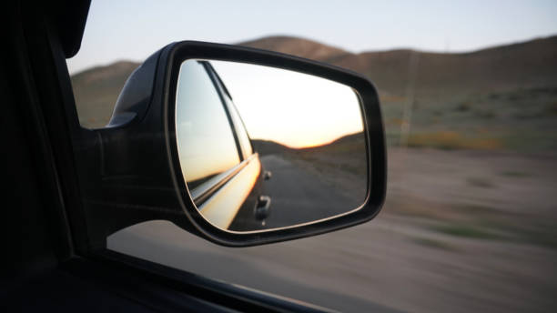 istock View in the side mirror of the car 1289134028