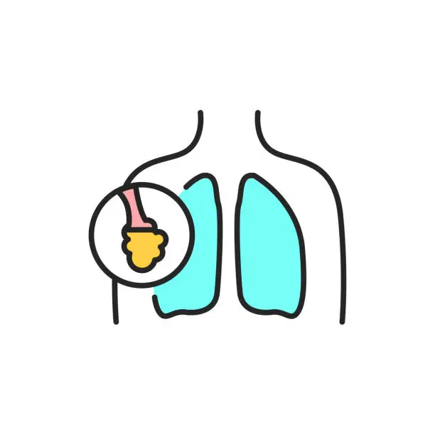 Vector illustration of ARDS lungs line color icon. Sign for web page, mobile app