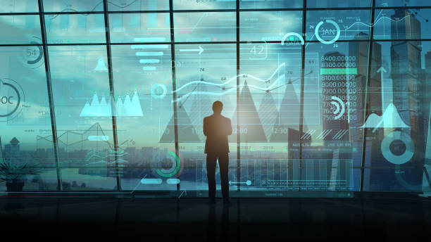 istock Businessman and a lot of corporate data. 1289140089