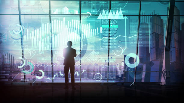 istock Businessman works with big data in a big office. 1289140094