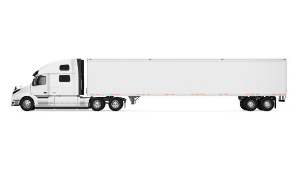 полуприцеп грузовика изолированы - vehicle trailer стоковые фото и изображения