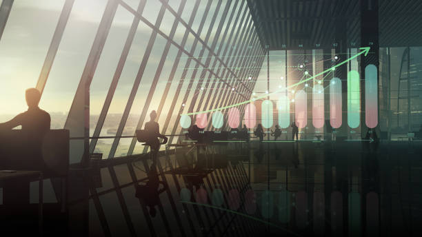 istock Corporate background office and virtual growth infographics. 1289140884