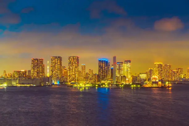 Photo of Night scape of Tokyo bayside area from Toyosu area