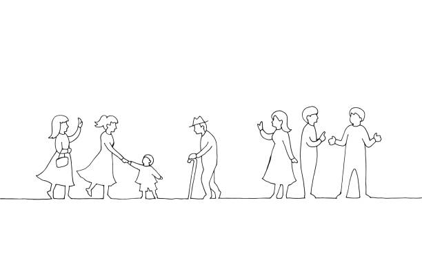People walking illustration hand drawing lifestyle illustrations stock illustrations