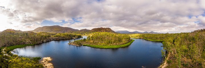 Dunns Swamp panoramic view on the upper cudgegong river NSW Australia