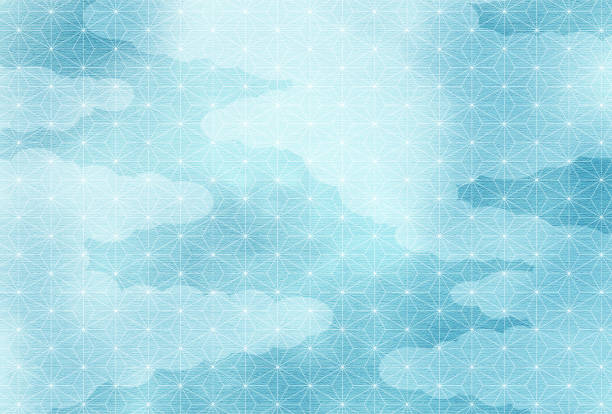 日本の伝統的なデザイン。青の背景。 - 和柄点のイラスト素材／クリップアート素材／マンガ素材／アイコン素材