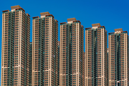 building facade in Hong Kong, residential real estate